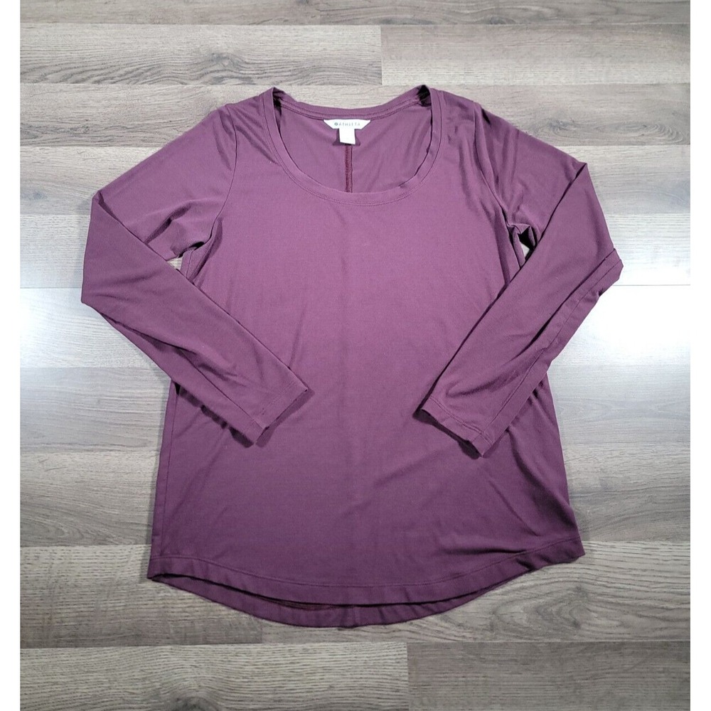 Athleta Stratus II Tee T-Shirt Scoop Neck Relaxed Fit Casual Gym XS Long Sleeve